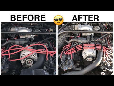 BEST SPARK PLUG WIRE SEPARATORS - Fixin messy Wires with Spark Plug Wire Looms. Big Improvement!