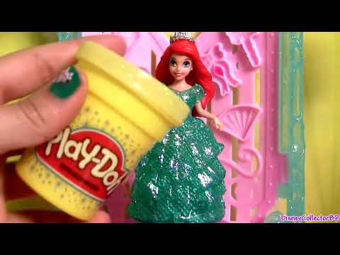 Play Doh Sparkle Princess Ariel Elsa Anna Disney Frozen MagiClip Glitter Glider Dolls