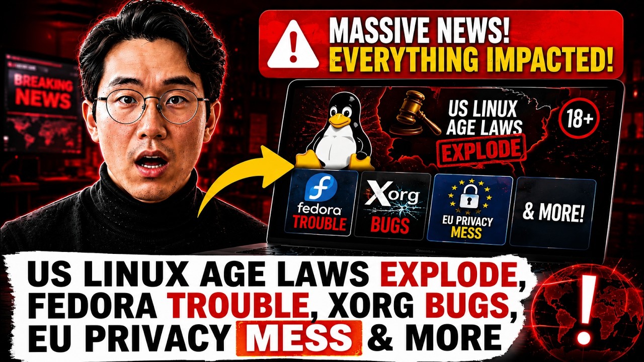 US Linux Age Laws EXPLODE, Fedora Trouble, Xorg Bugs, EU Privacy Mess & MORE