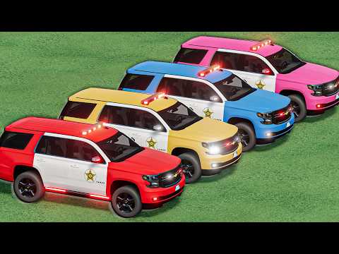 TRANSPORTING WOW CHEVY SUV POLICE CARS on DUO TRUCKS ! FS22