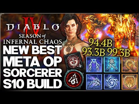 Diablo 4 - New Best OP TRILLION DAMAGE Sorcerer Build - Season 10 Meta Hydra Mana Shield Guide!