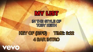 Toby Keith - My List (Karaoke)