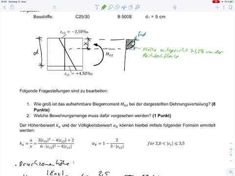 Aufg. 14 – Biegebewehrung für gegebene Dehnungsverteilung (Klausur SoSe 2020)