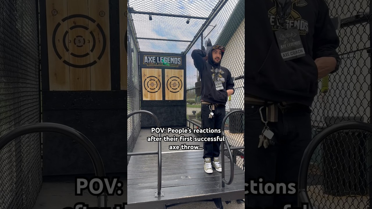 How people react to their first successful AXE THROW 🤩😁