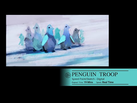 Penguin Troop - Digital Painting Narrated Timelapse - Krita