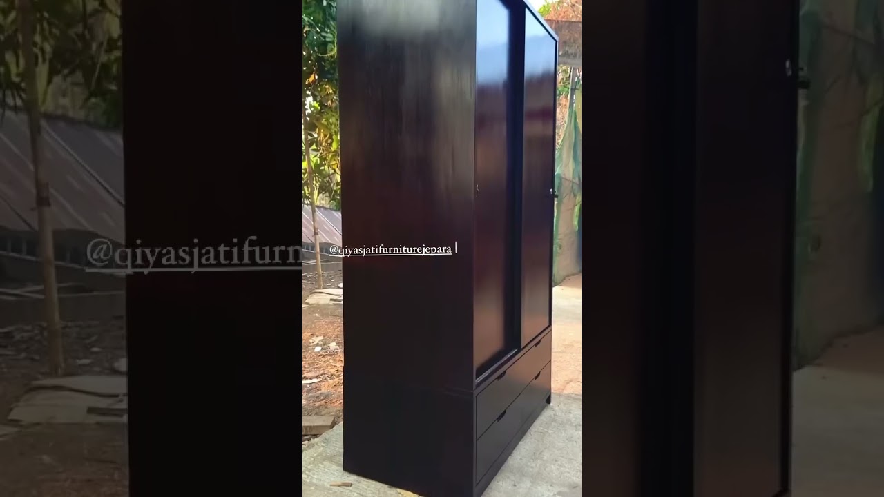 Lemari Baju 2 Pintu Sliding Kayu Jati Minimalis @Designfurnitureinterior