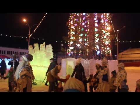 The grand opening of festive area and "Ice town" at Zheleznogorsk, Russia