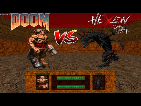 Korax vs Cyberdemon - FIGHT CROSSOVER - DOOM vs HEXEN Monster Infighting