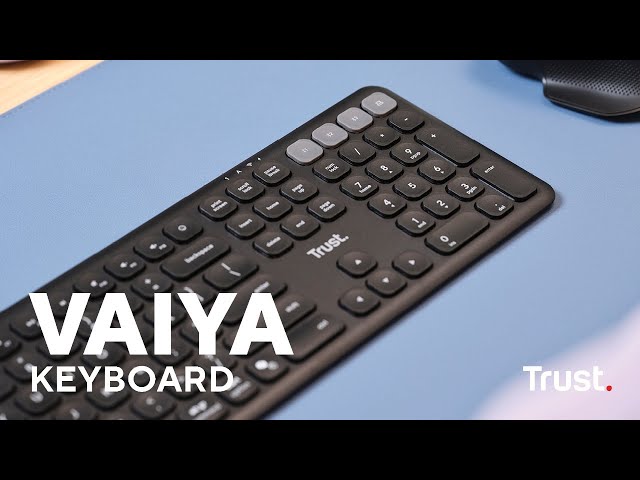 Trust Vaiya wiederaufladbare kabellose Bluetooth-Tastatur für mehrere Geräte, Schwarz video