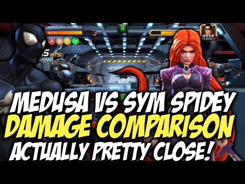 Medusa Vs Symbiote Spiderman Damage Comparison | Marvel Contest Of Champions