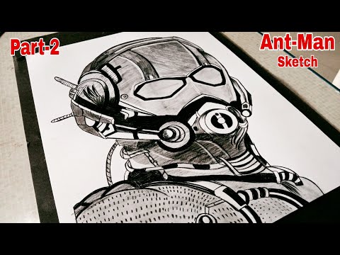 How To Draw Ant-Man | Soft Charcoal Pencil Shading And Blending | Step By Step Drawing AntMan Part-2
