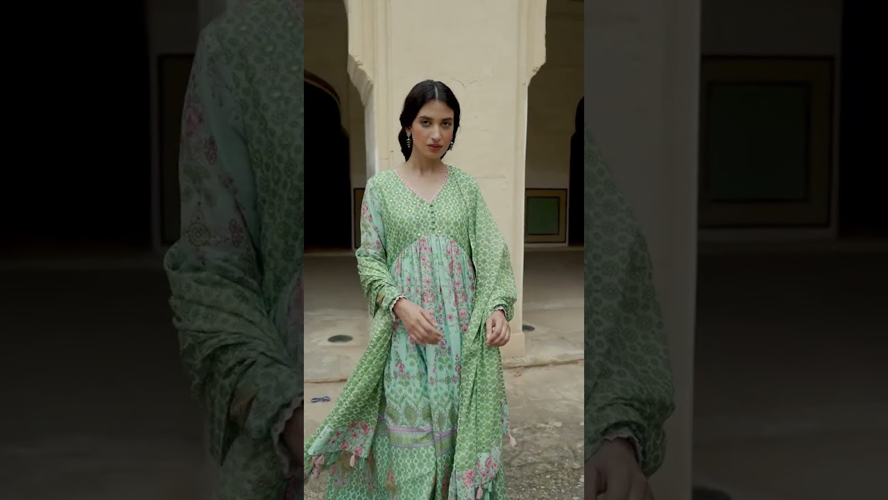 Butter yellow mulmul embroidered kurta palazzo set
