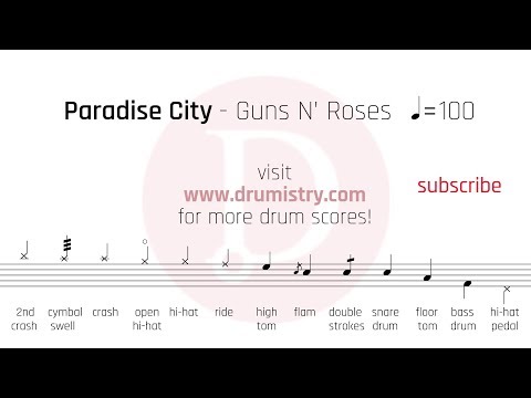 Guns N' Roses - Paradise City Drum Score