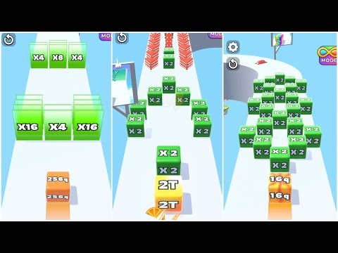 Jelly Run 2048 ULTIMATE Gameplay | 3 Shape Play Showdown! | 64B vs 1024f vs 256s