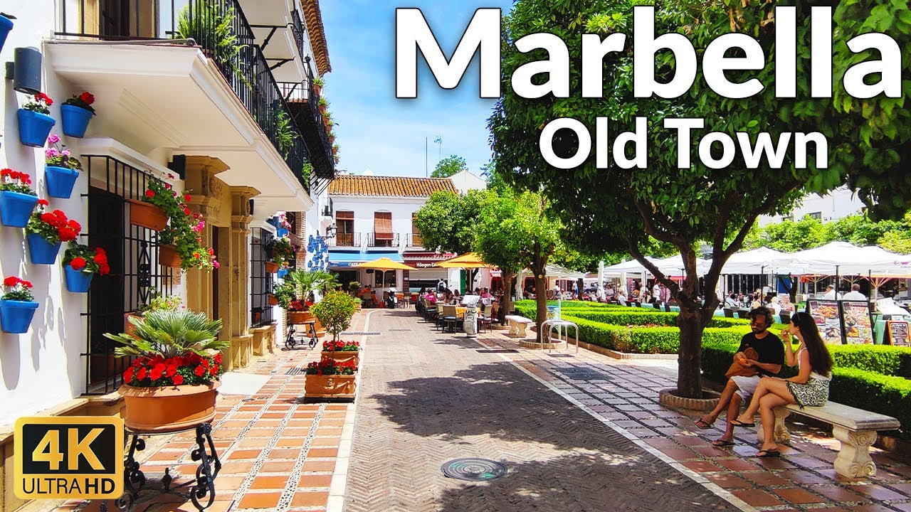 Immersive street-level walking tour through Marbella Old Town, Spain, showcasing authentic urban landscapes, local architecture, and the vibrant atmosphere of the city's neighborhoods