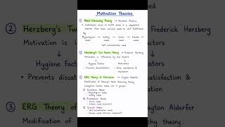 Motivation Theories Notes | Maslow Need Hierarchy, Herzberg Two Factor & ERG Theory | Psychology