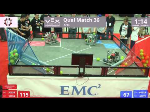 VEX Worlds 2016 - VRC High School - Arts - Qual 36 (5062B 3309B) 242 vs 158 (6661A 6297E)