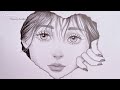 A girl face - Pencil Sketch for beginners || How to draw  - step by step || Drawing tutorial