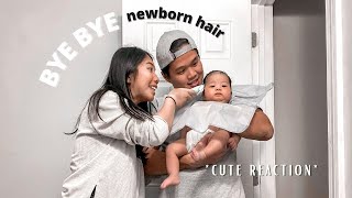 Bye Bye Newborn Hair | Baby Levi's First Haircut *Cute Reaction*