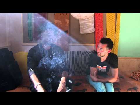 Danny Brown rolls out a sheet of smoke after beeing awake for days.