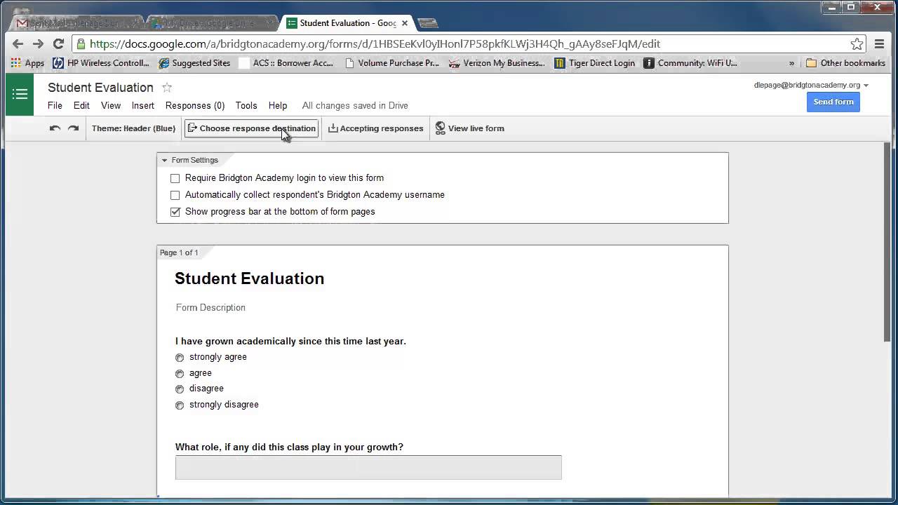 Google Forms for Student Evaluation