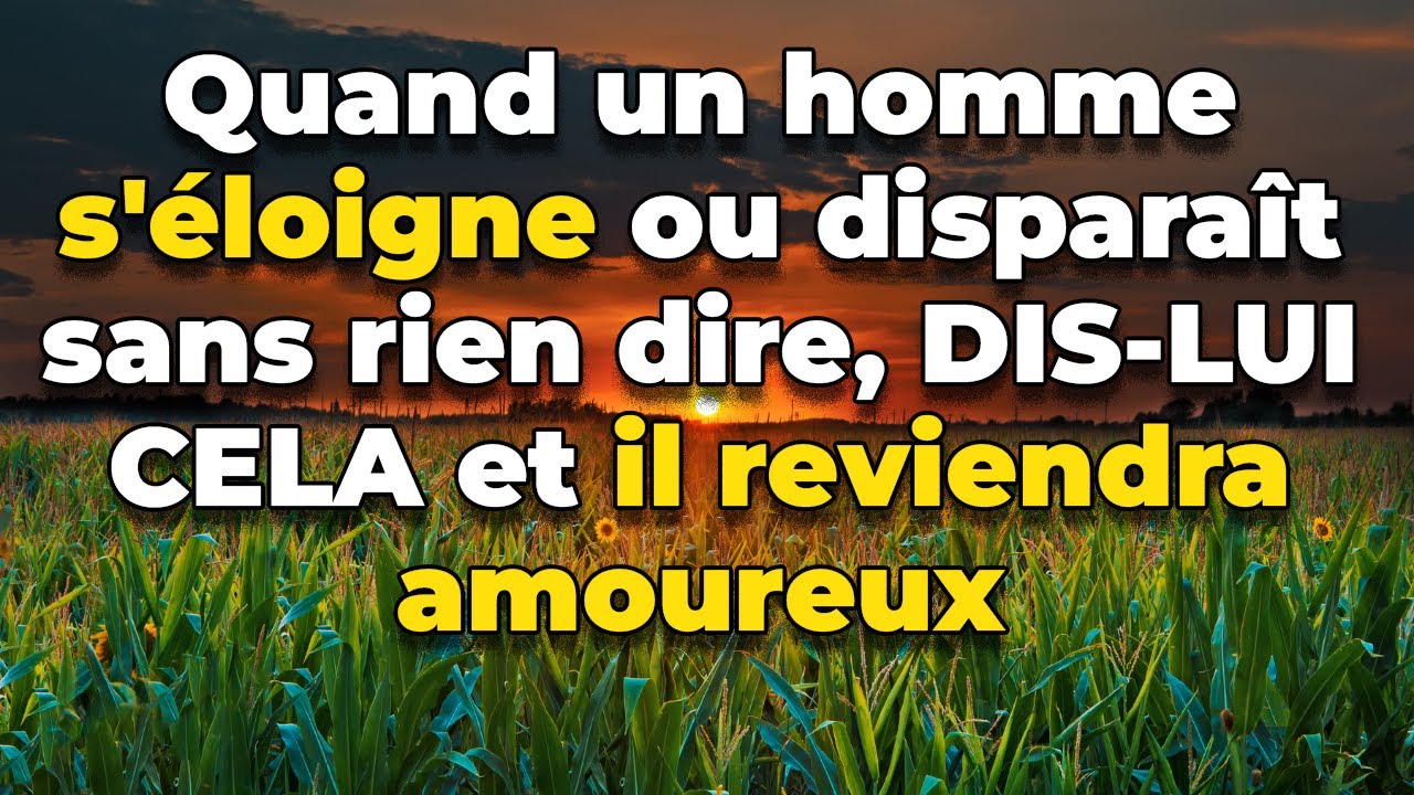 Quand un homme s'éloigne ou disparaît sans rien dire, DIS-LUI CELA et il reviendra amoureux