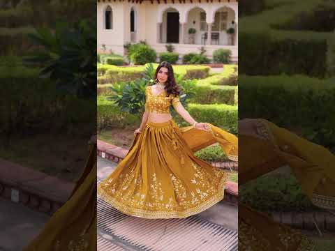 Yellow Designer Vichitra Silk Sequins & Zari Embroidered Lehenga Choli Set with Matching Dupatta – Fully Stitched Festive & Wedding Wear Ensemble
