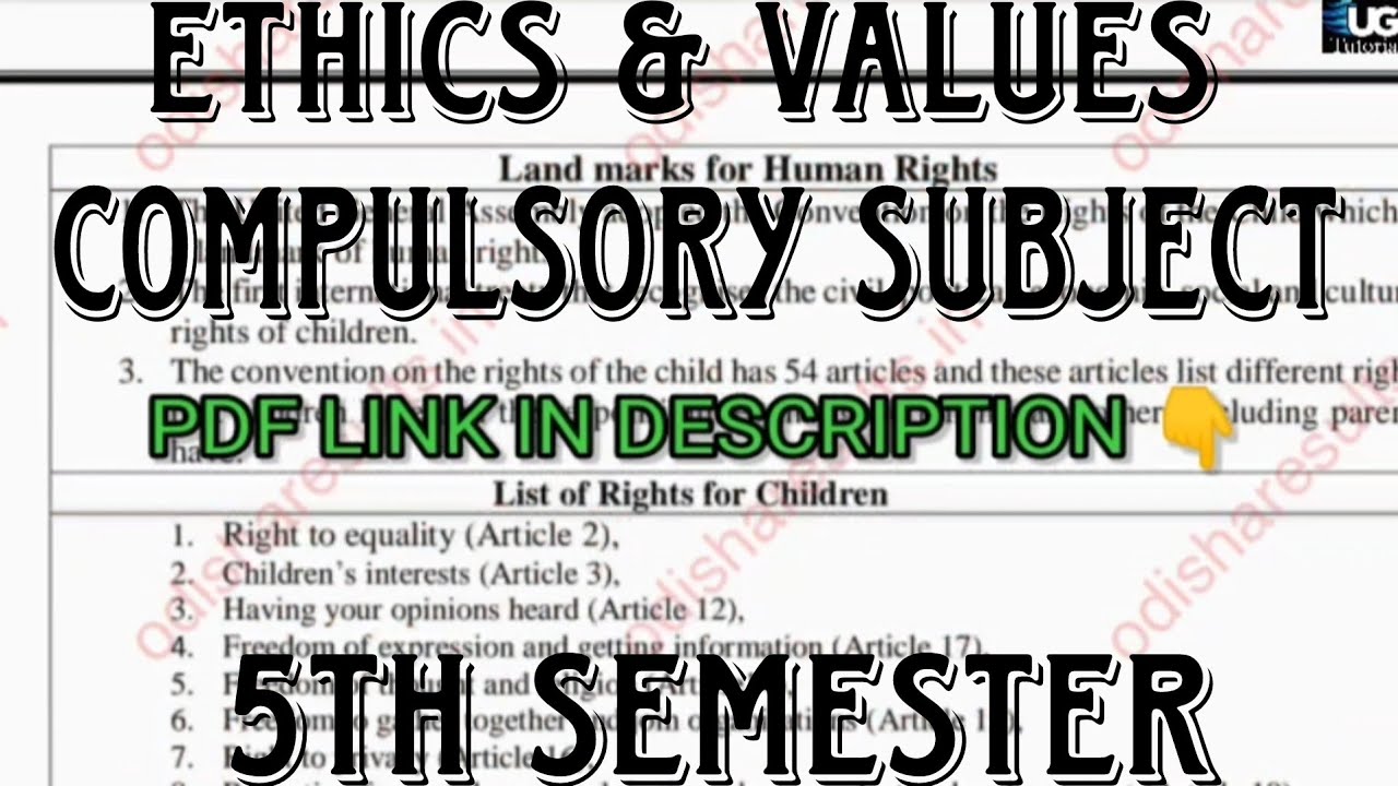 Ethics & Values 5th semester book PDF compulsory exam for all stream 2023 #ethicsandvalues @UGCCT