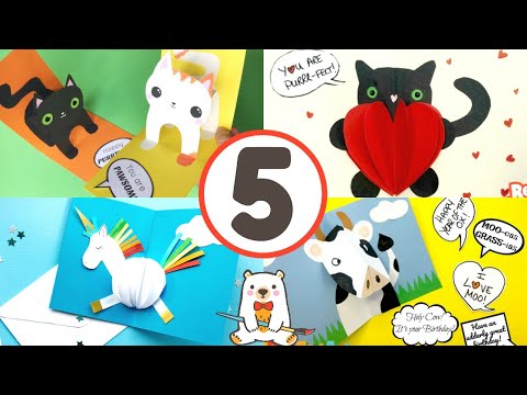 5 Pop Up Animal Card Designs - How to Make a Pop Up Card with Animals EASY!