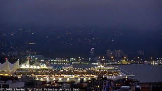 Coral Princess ✨ Final Arrival  2025 Alaska Cruise Season | Vancouver Harbour with Stunning Spin