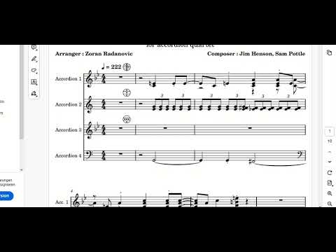 The muppet show theme - sheet music for accordion quartet