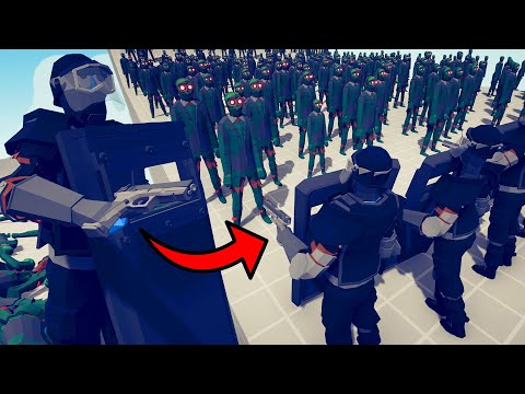 TABS S.W.A.T. Riot Shield Wall VS 200 ZOMBIE ARMY! - Totally Accurate Battle Simulator