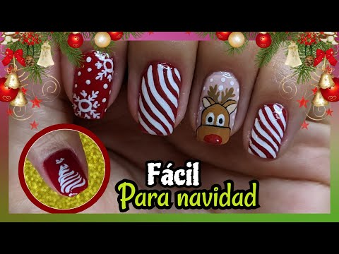 DECORACIÓN DE UÑAS Para NAVIDAD Reno y Copos de nieve ♥ NailArt By Andy