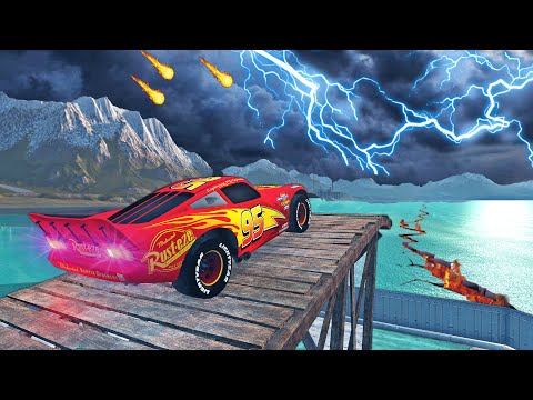 Lightning McQueen VS ALL NATURE DISASTERS in BeamNG.drive