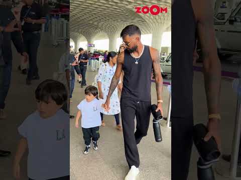 Hardik Pandya reacts as his son Agastya SCREAMS at airport #shorts #hardikpandya