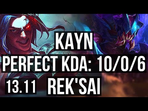 KAYN vs REK'SAI (JNG) | 10/0/6, 1.4M mastery, Legendary, 400+ games | KR Master | 13.11
