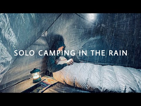 SOLO CAMPING AT THE EDGE OF AMAZING CLIFF • [4K] ENJOYING COLD NIGHT AND RAIN WHOLE DAY • ASMR