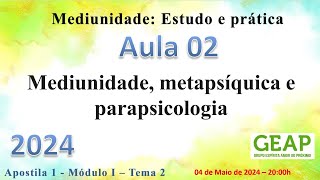 Mediunidade, metapsíquica e parapsicologia