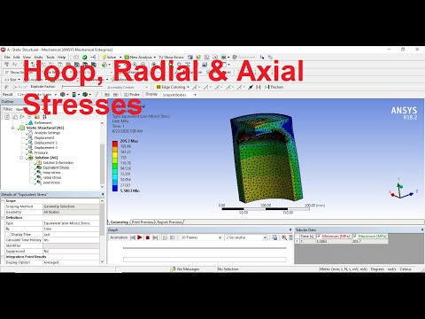 Ansys tutorials : Evaluating Hoop, radial and axial stresses in pressure vessel