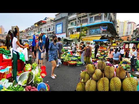 Best Cambodian Evening Street Food at Orussey Market in Phnom Penh - Delicious Plenty of Fresh foods