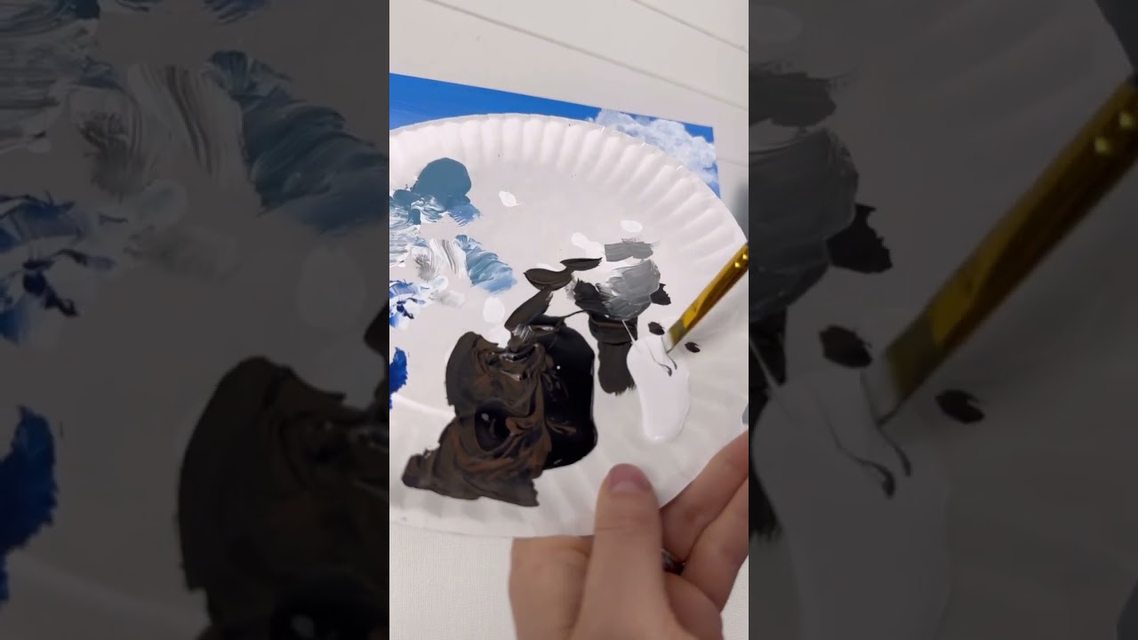 How to paint mountains for beginners! 🎨🗻 #acrylicpainting #howto #beginner #tutorialvideo