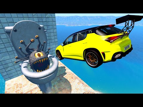 Jumping Cars to the toilet with Monster Beholder - BeamNG.Drive