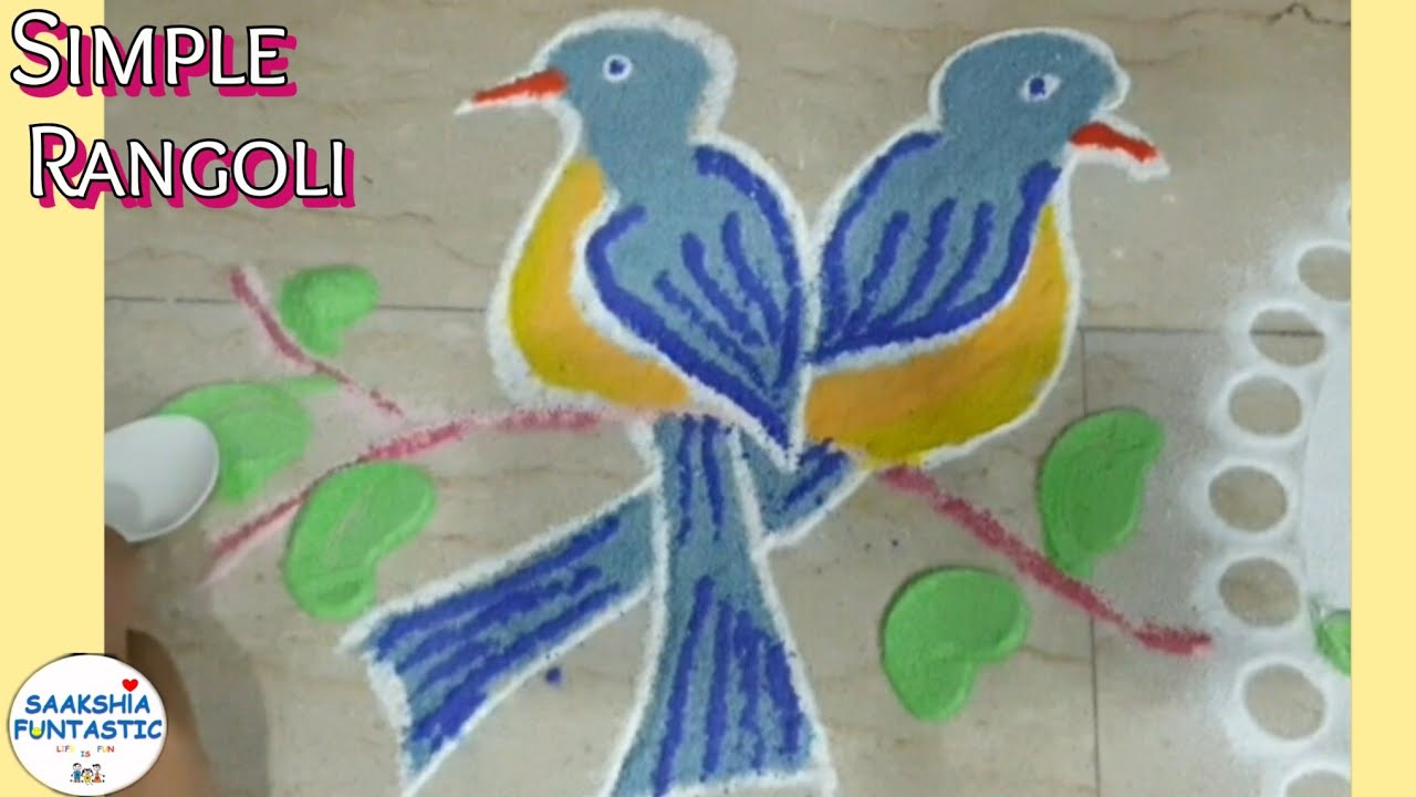 Bird Rangoli Design: Easy Creative Sand Art for Holi