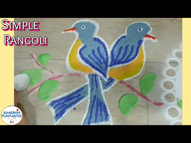 Bird Rangoli Design: Easy Creative Sand Art for Holi