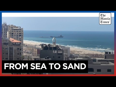 Ships off the coast of Gaza as they prepare to deliver aid