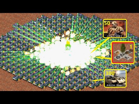 300 Prism Tanks  1 Tree and 50 Conscripts - Red Alert 2