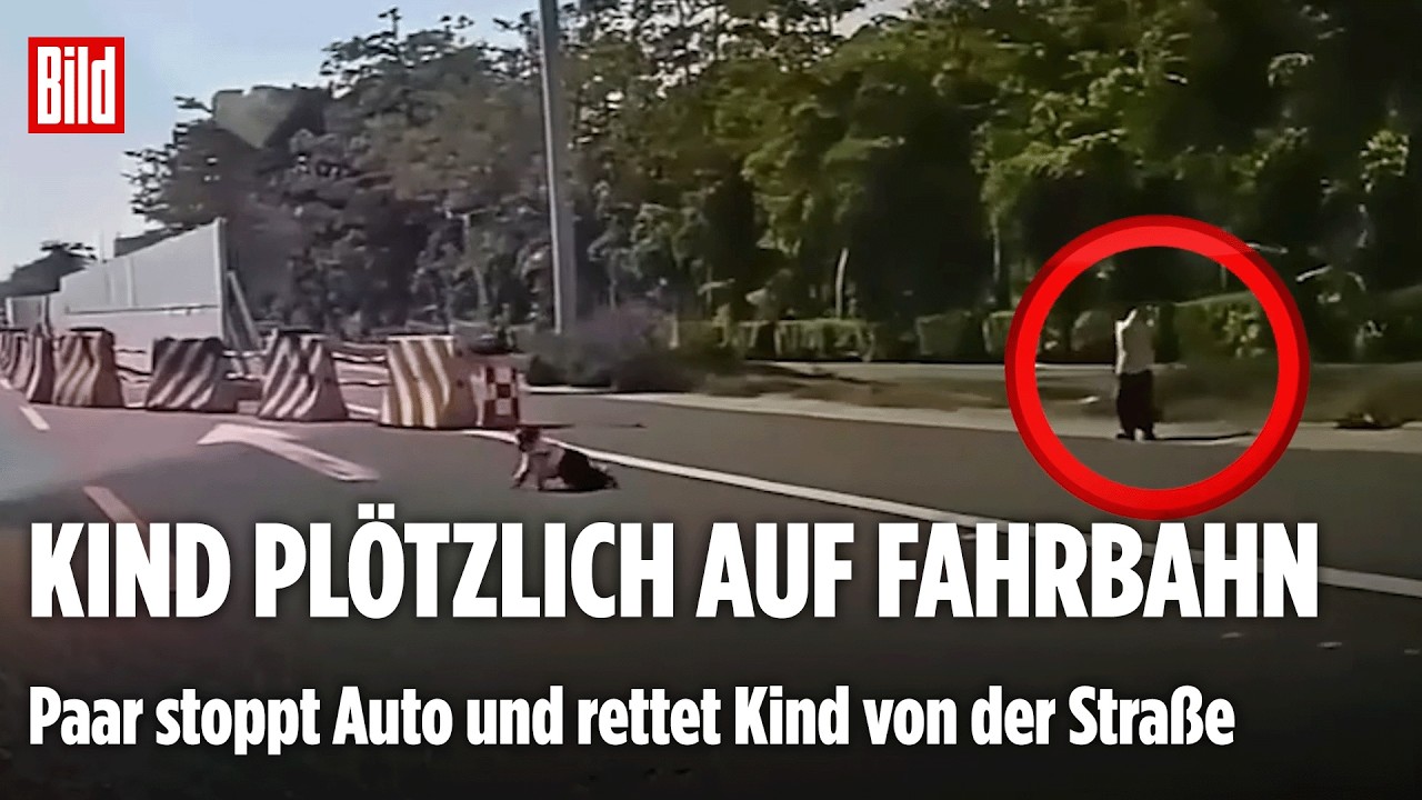 SCHOCK-MOMENT AUF DER STRASSE: Plötzlich krabbelt ein Kind auf die Fahrbahn