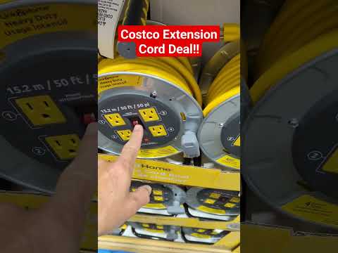 Deal on a thick 12awg extension cord reel, 4 outlets w breaker! #costco #deals #tools #rv #garage