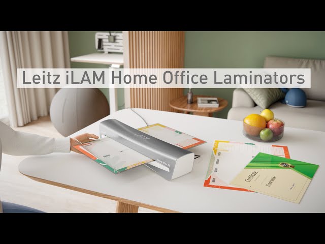 Leitz ILam Home Office A4 Plastificadora A4 - Para Espessuras de 80 a 125 micras - Aquecimento em 3 minutos - Velocidade 310 mm/min - Tempo Aproximado A4 80 micras 60 segundos - Cor Cinzento/Branco - vídeo 1