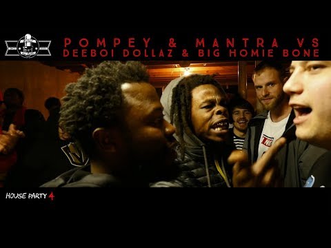 Pompey/Mantra vs Dee Boi Dollaz/Big Homie Bone (2v2 STL Title Match) - No Coast Raps | House Party 4